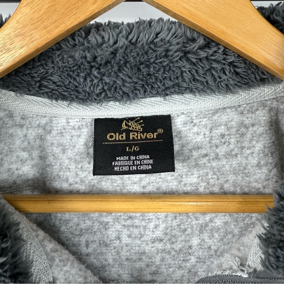 Old River Men's Quarter Zip Gray Fleece Sweater Size Large - Picture 4 of 8
